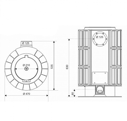 Печь VANIER низкая, серый (Supra)_2 Печь VANIER низкая, серый (Supra)_2